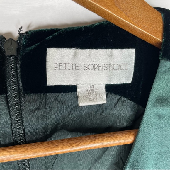 PETITE SOPHISTICATE Dark Green Velvet & Silk Sheath Dress Size 14 - Picture 3 of 7